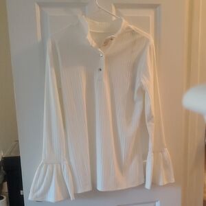 Christian Siriano White Blouse with Bell Sleeves